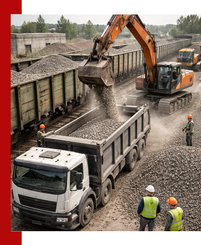 Железнодорожный щебень фракция 25–60 для поставок в Осинниках