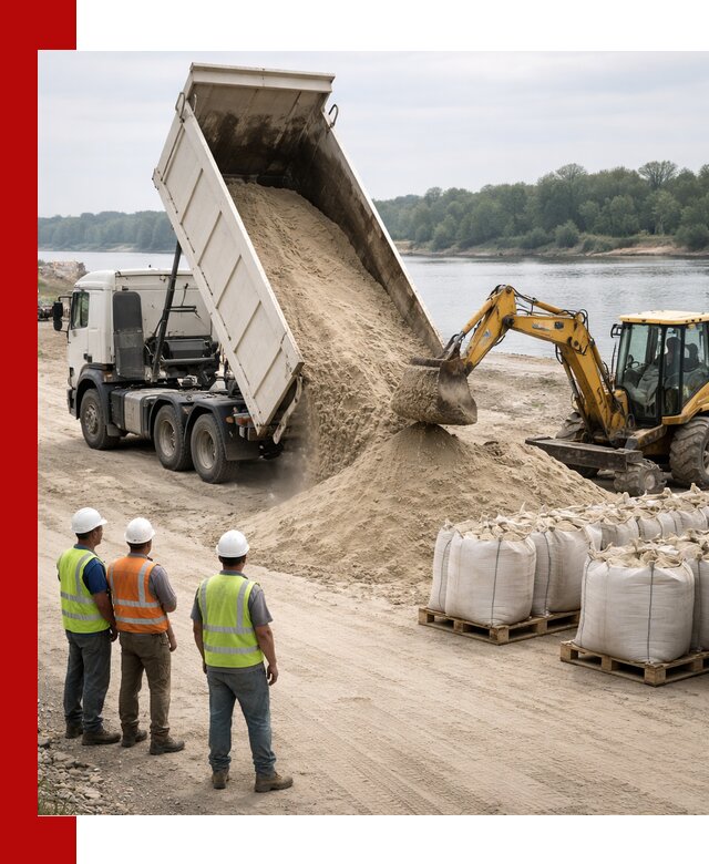Доставка речного песка в Осинниках самосвалами и погрузкой