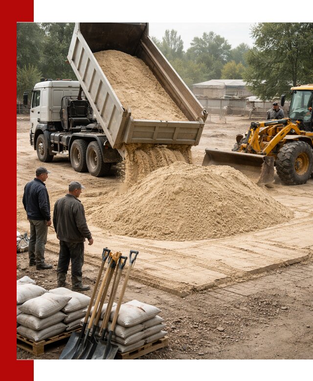 Доставка мытого песка в Осинниках с самосвалами по выгодной цене
