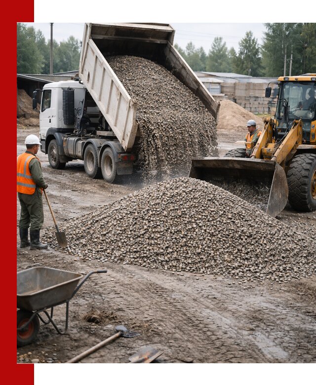 Мытый гравий с доставкой в Осинниках от карьера до участка