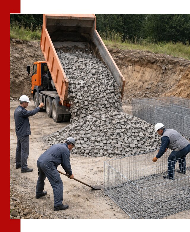 Камень для габионов с доставкой в Осинниках быстро и надёжно