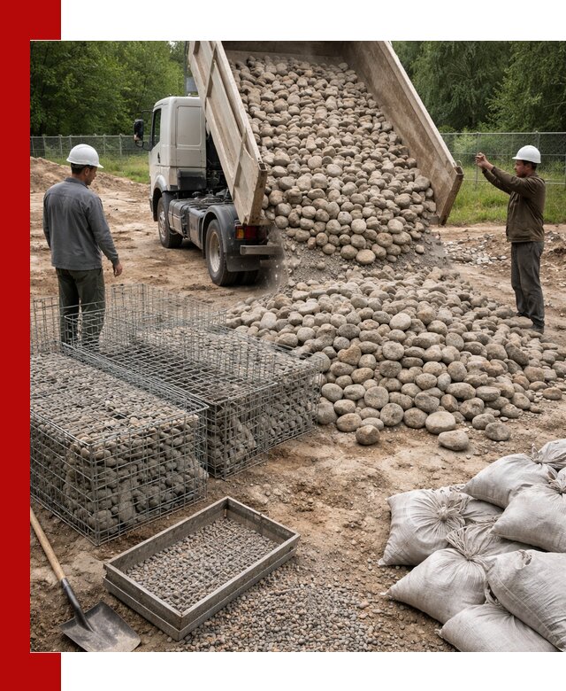 Камень для габионов фракция 70–151 в Осинниках