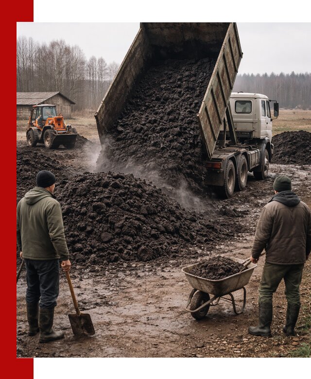 Доставка низинного торфа с разгрузкой и доставкой в Осинниках