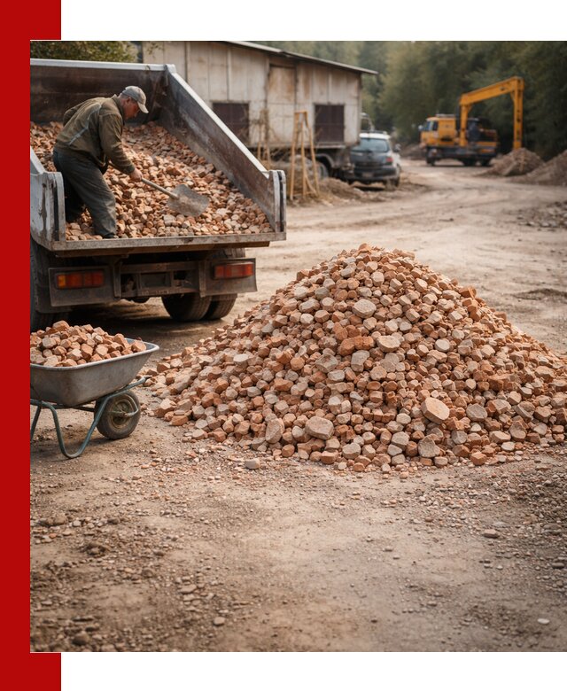 Доставка и подушка из боя кирпича с разгрузкой в Осинниках