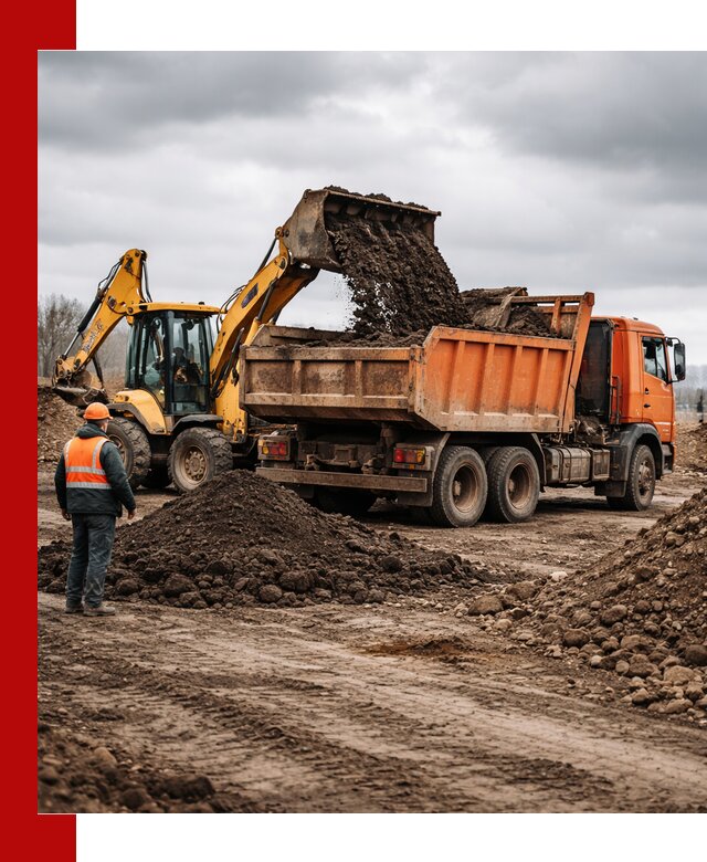 Вывоз грунта и строительного мусора в Осинниках грузовыми самосвалами