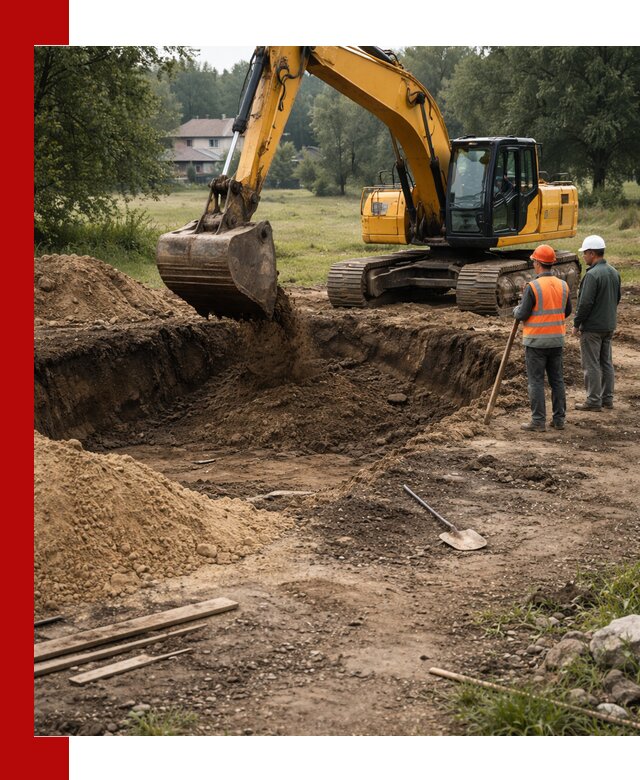 Рытье котлована под фундамент в Осинниках (быстро и недорого)