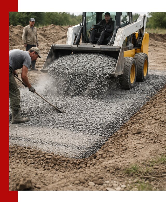 Устройство щебеночной подушки в Осинниках для дорог и фундаментов